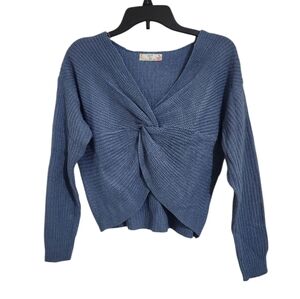 Full Circle Trends V-Neck Boatneck Revervible Sweater Cropped Knotted Women's M